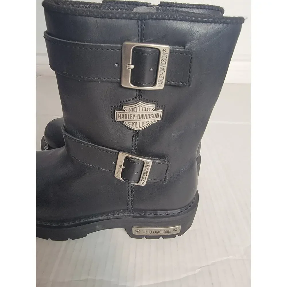 Harley-Davidson Boots Men's SZ 8 Zip Buckled Black Motorcycle Grunge 91724